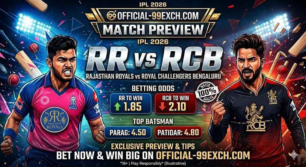 RR vs RCB match prediction 10 April 2026 – Betting Tips | 99exch