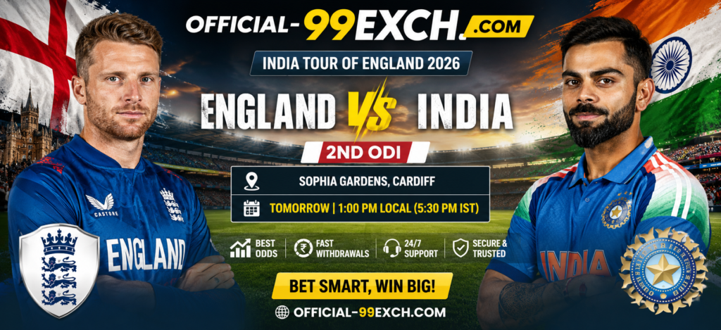 England vs India 2nd ODI Official 99Exch Banner