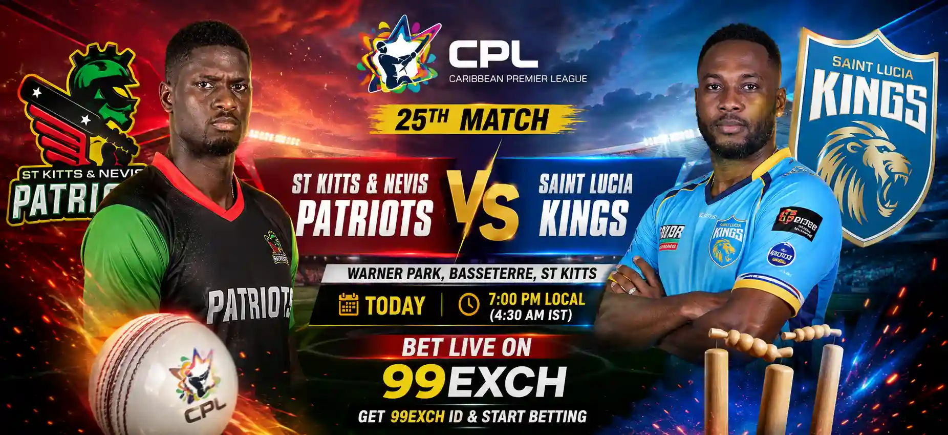 “St Kitts and Nevis Patriots vs Saint Lucia Kings CPL 2026 25th Match”