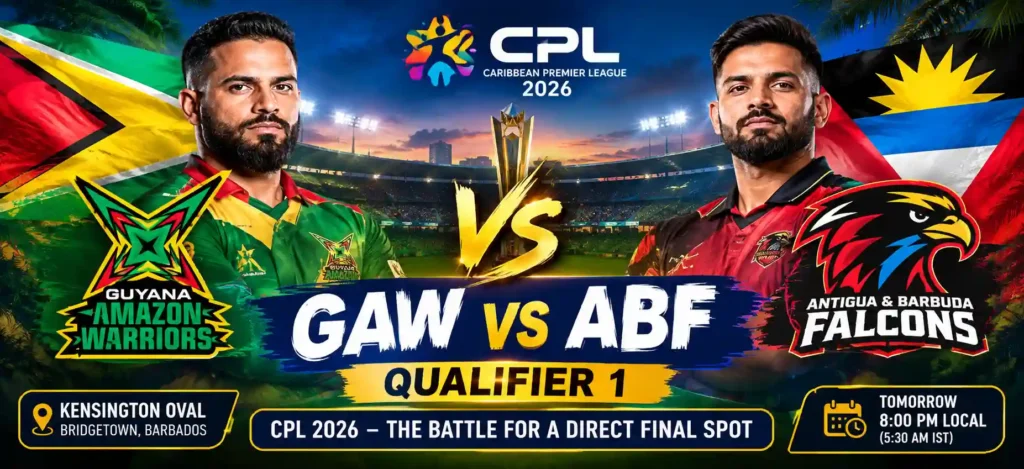 Guyana Amazon Warriors vs Antigua Falcons CPL Qualifier 1