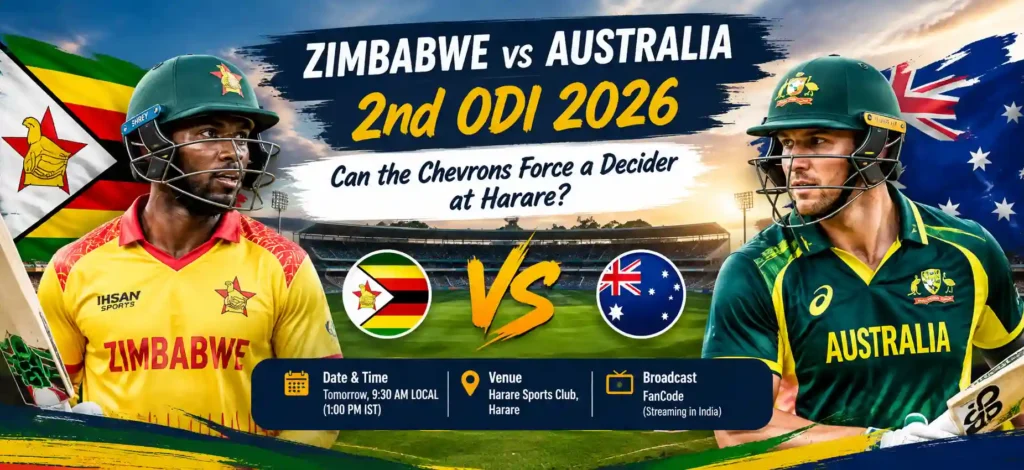 Zimbabwe vs Australia 2nd ODI 2026 at Harare Sports Club